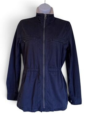 Lucky Brand Utility Jacket Transition Jacket Plaid Flannel Lined Navy Blue XS